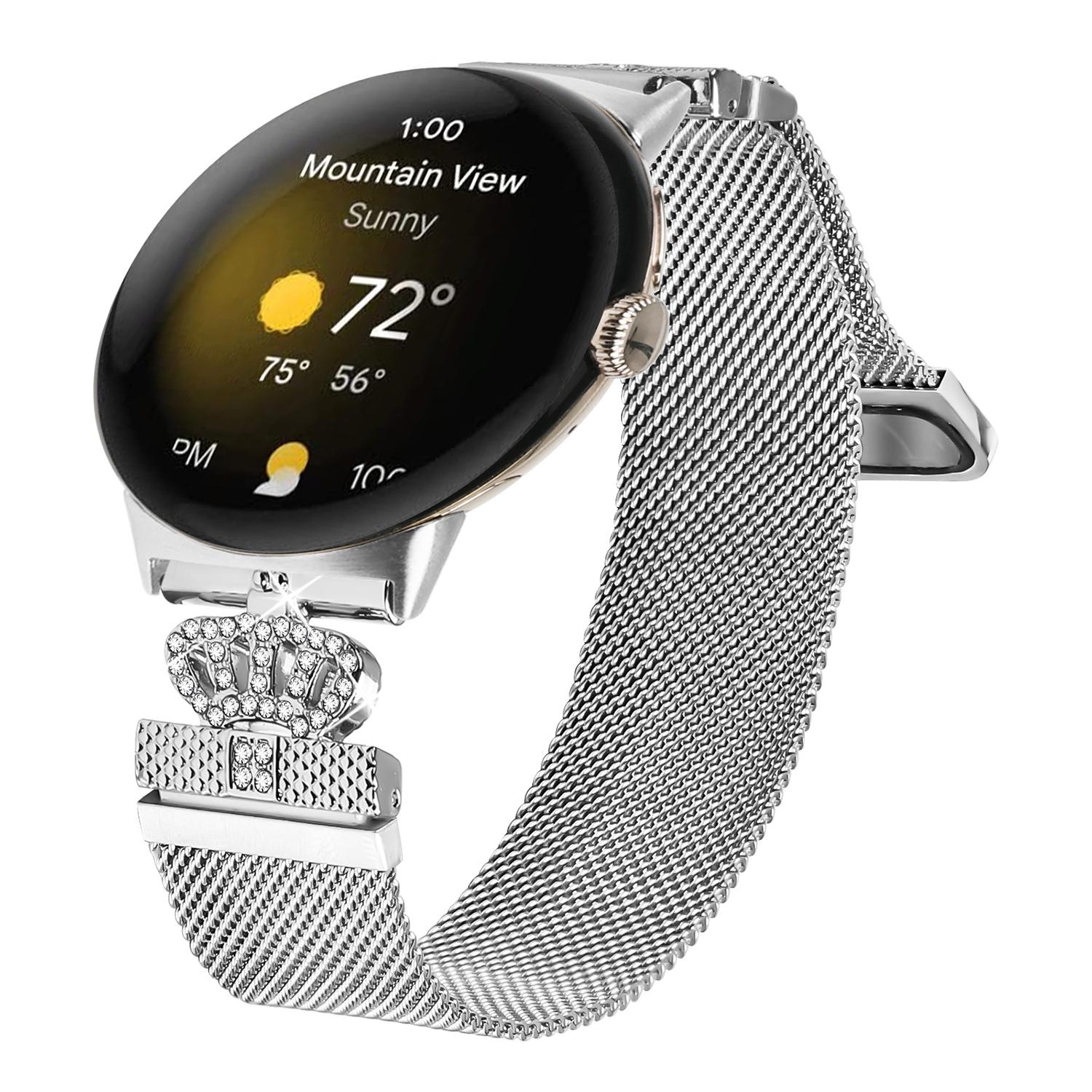 For Google Pixel Watch 3 41mm/Pixel Watch 2/Pixel Watch Bands Silver Stainless Steel Crown Clasp Milanese Wrist Strap A
For Google Pixel Watch 3 41mm/Pixel Watch 2/Pixel Watch Bands Silver Stainless Steel Crown Clasp Milanese Wrist Strap A