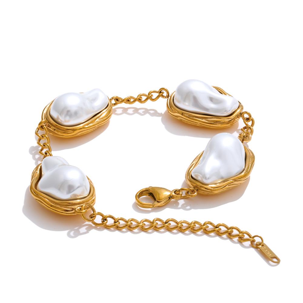 Yhpup Popular Baroque Simulated Pearls Geometric Chain Bracelet Bangle Vintage Stainless Steel Elegance Jewelry for Women Gift
Yhpup Popular Baroque Simulated Pearls Geometric Chain Bracelet Bangle Vintage Stainless Steel Elegance Jewelry for Women Gift