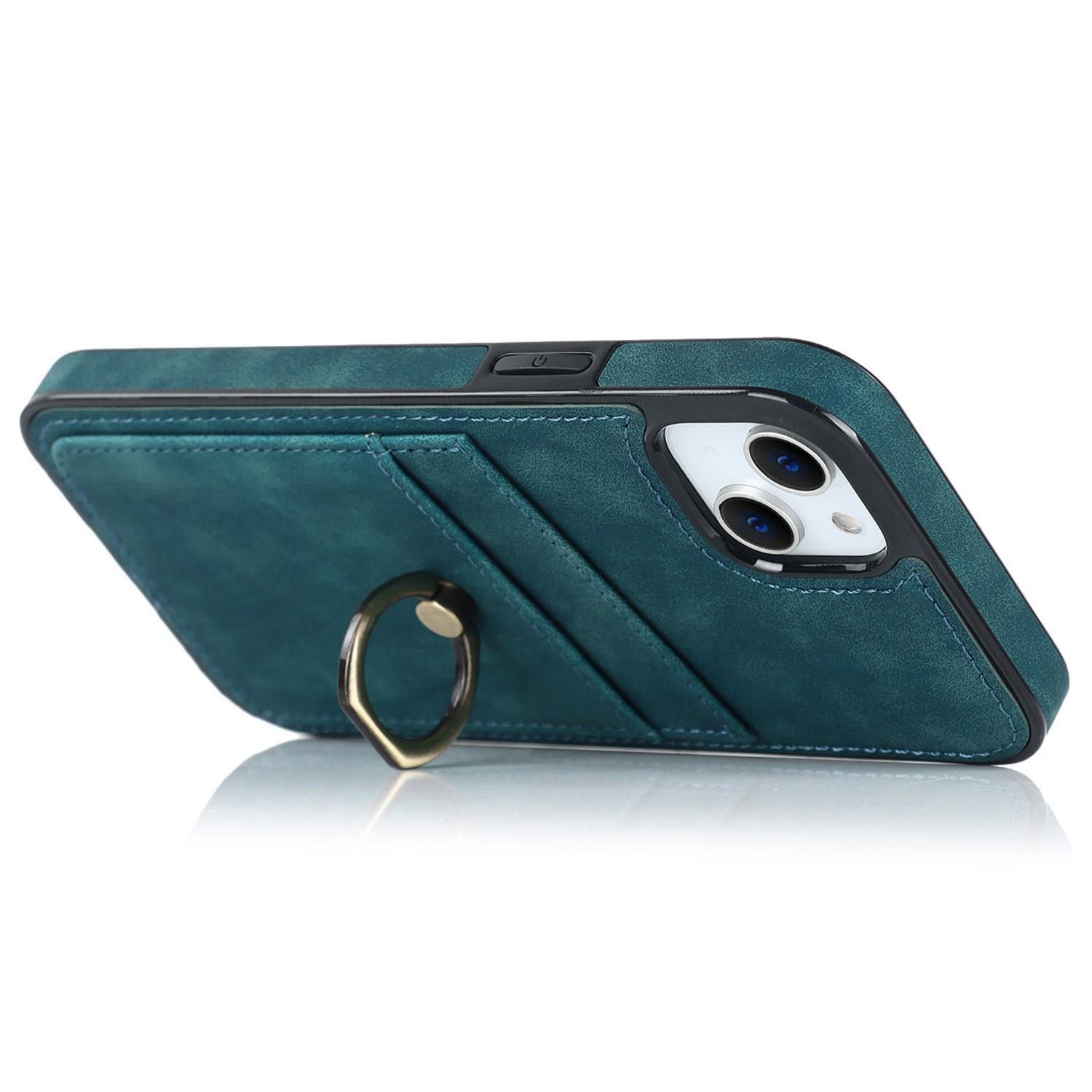 For iPhone 14 6.1 inch Retro Finger Ring Kickstand Design Leather Coated TPU Phone Case Card Slots Back Cover Green
For iPhone 14 6.1 inch Retro Finger Ring Kickstand Design Leather Coated TPU Phone Case Card Slots Back Cover Green