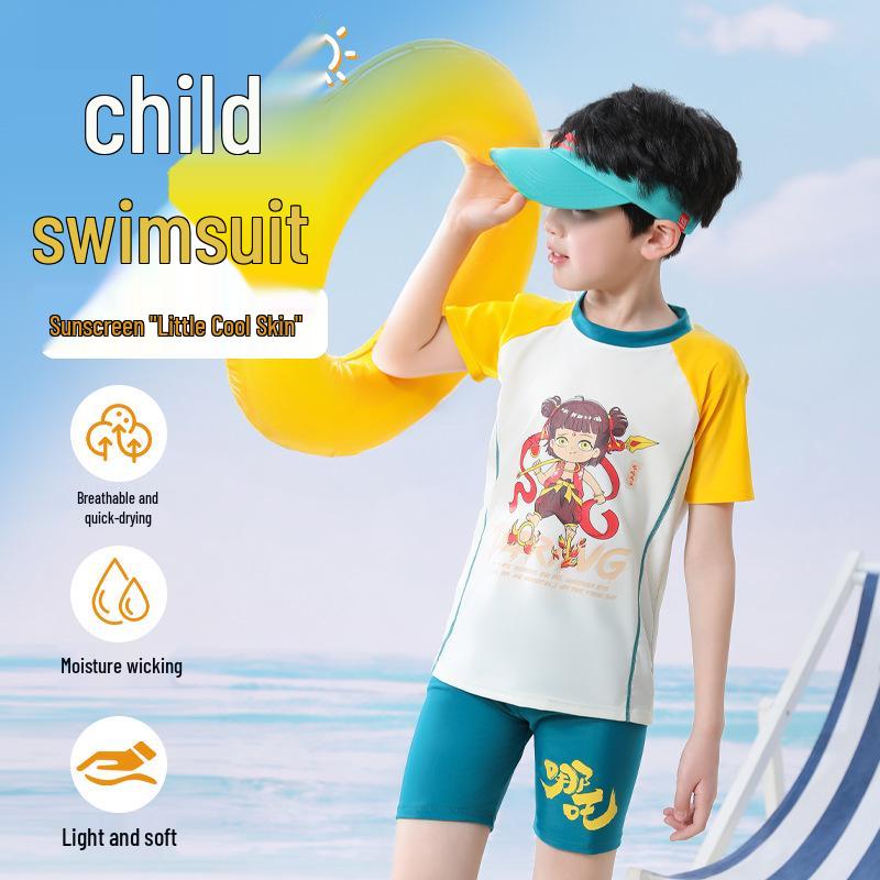 Nezha Quick-Dry Cartoon Boys Two-Piece Toddler Swimsuit - Summer Swim Trunks for Kids 4XL: Height 140-150 cm
Nezha Quick-Dry Cartoon Boys Two-Piece Toddler Swimsuit - Summer Swim Trunks for Kids 4XL: Height 140-150 cm