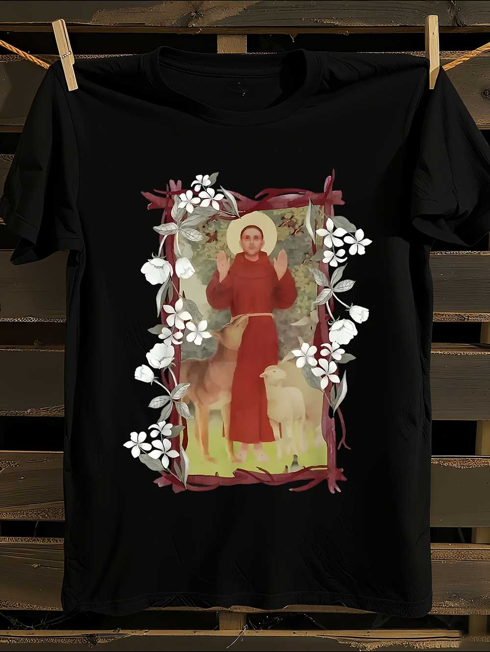 Vintage St Francis of Assisi Catholic Saint T-Shirt Mens Tshirt Womens Tshirts with Letters Print Short Sleeves T-Shirt Casual Street Tee Shirt Top M
Vintage St Francis of Assisi Catholic Saint T-Shirt Mens Tshirt Womens Tshirts with Letters Print Short Sleeves T-Shirt Casual Street Tee Shirt Top M