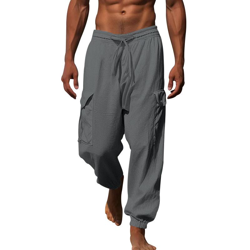 Весенние и осенние брюки мужские из хлопка и конопли, повседневные брюки с несколькими карманами, завязывающиеся веревкой, однотонные, свободные, большого размера, рабочая одежда, длинные брюки мужские XXXL серый
Весенние и осенние брюки мужские из хлопка и конопли, повседневные брюки с несколькими карманами, завязывающиеся веревкой, однотонные, свободные, большого размера, рабочая одежда, длинные брюки мужские XXXL серый