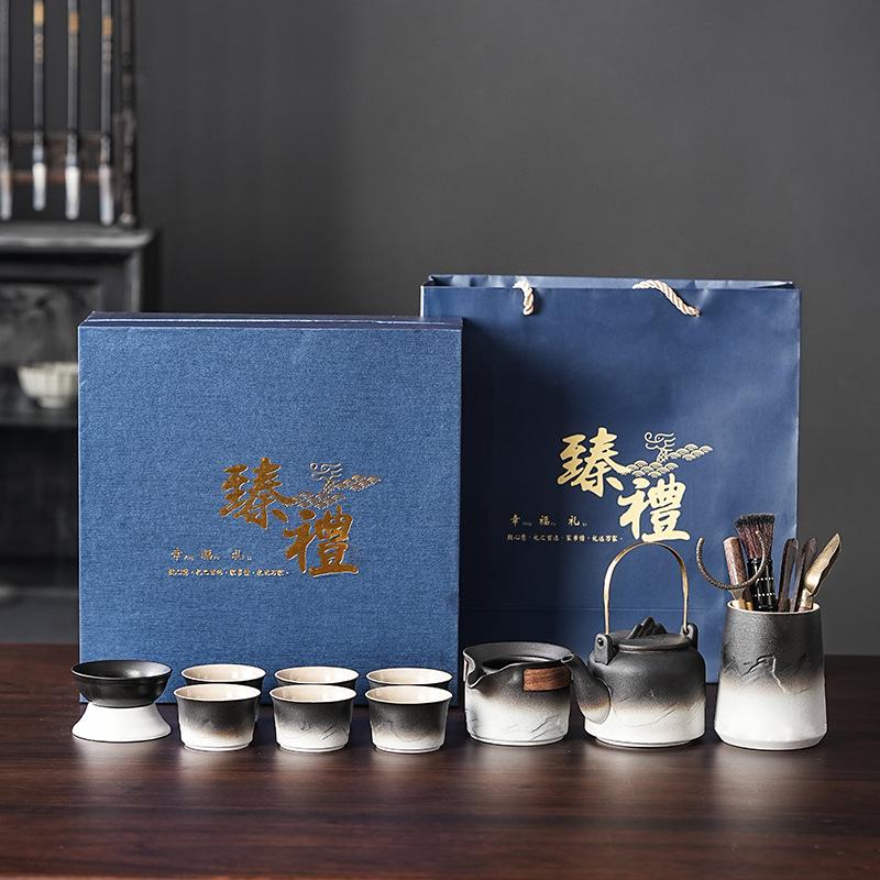 Mountains and seas gradual change tea set travel tea set outdoor kung fu tea set leather bag gradual change lifting beam pot business activity gift
Mountains and seas gradual change tea set travel tea set outdoor kung fu tea set leather bag gradual change lifting beam pot business activity gift