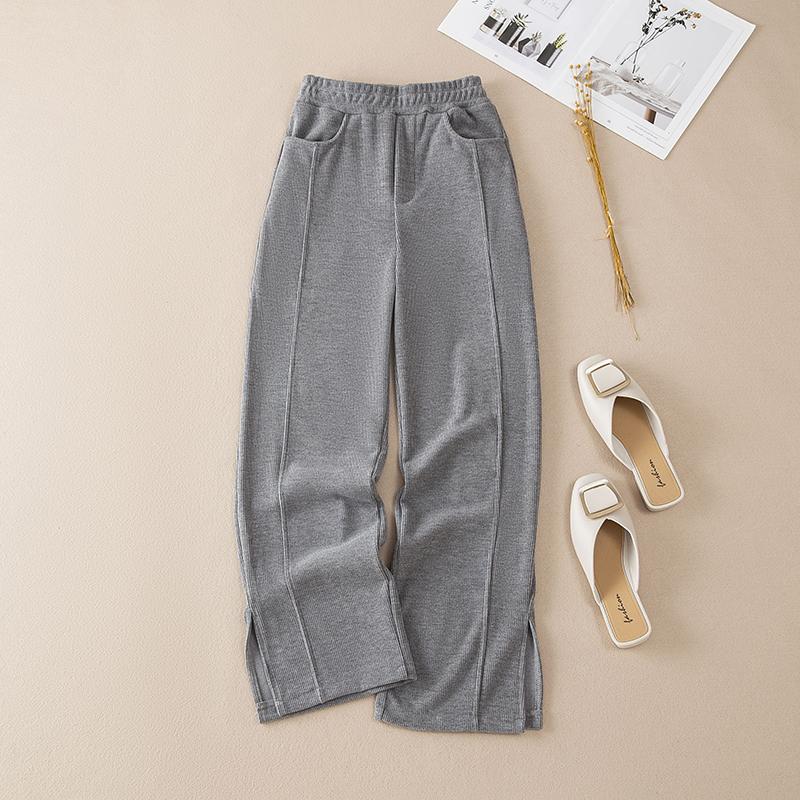 MOJTA женские весенне-осенние повседневные свободные брюки больших размеров с высокой талией, брюки L серый