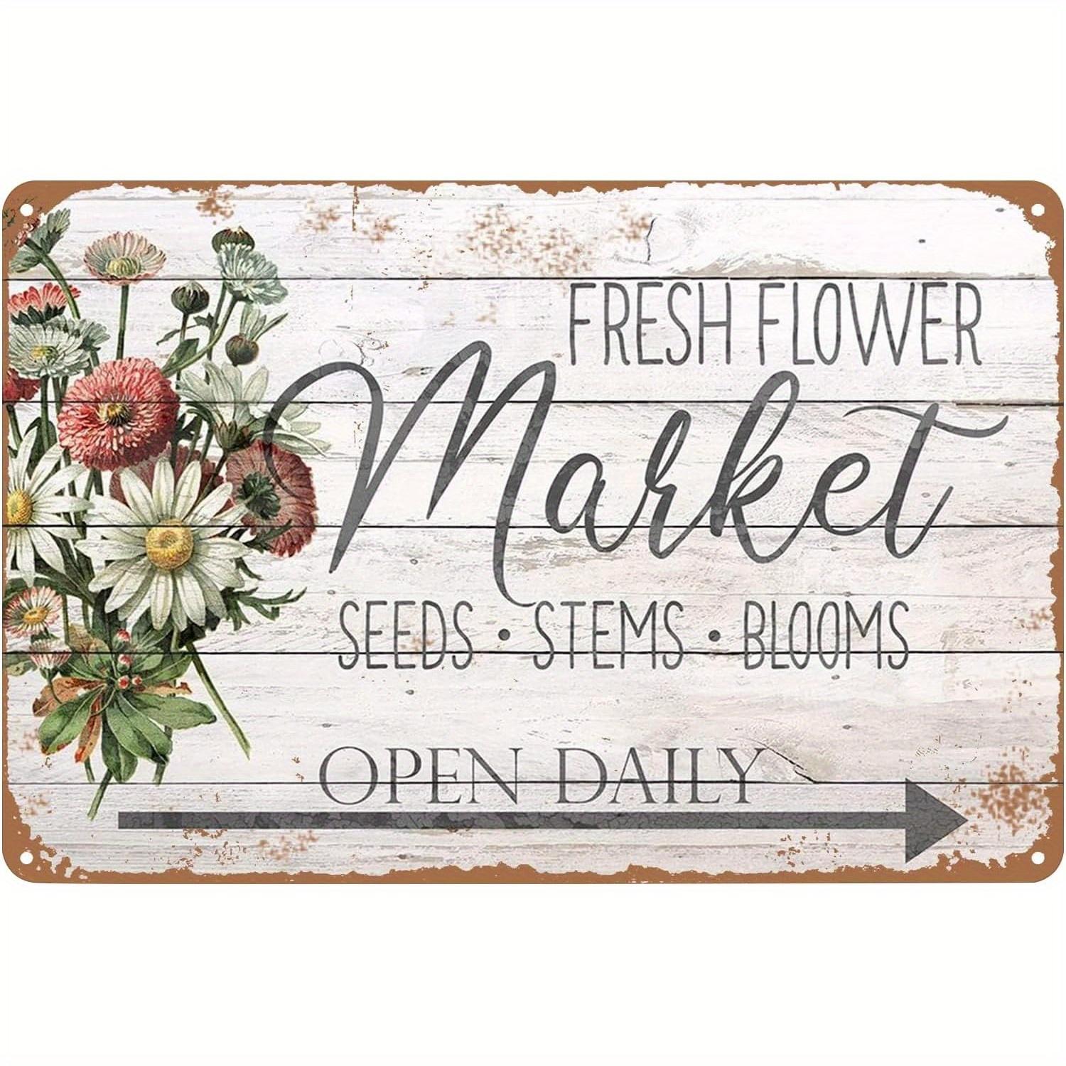 Vintage Farmhouse Floral Market Metal Tin Sign Rustic Farm Decor with Fresh Flower Marketplace Design HeavyDuty Iron Wall A 20x30cm(7.8x11.8inch)
Vintage Farmhouse Floral Market Metal Tin Sign Rustic Farm Decor with Fresh Flower Marketplace Design HeavyDuty Iron Wall A 20x30cm(7.8x11.8inch)