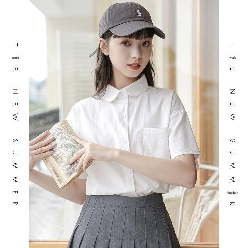 White Women s Summer Japanese Loose-Fit Student Uniform Shirt with Doll Collar Design L білий
White Women s Summer Japanese Loose-Fit Student Uniform Shirt with Doll Collar Design L білий