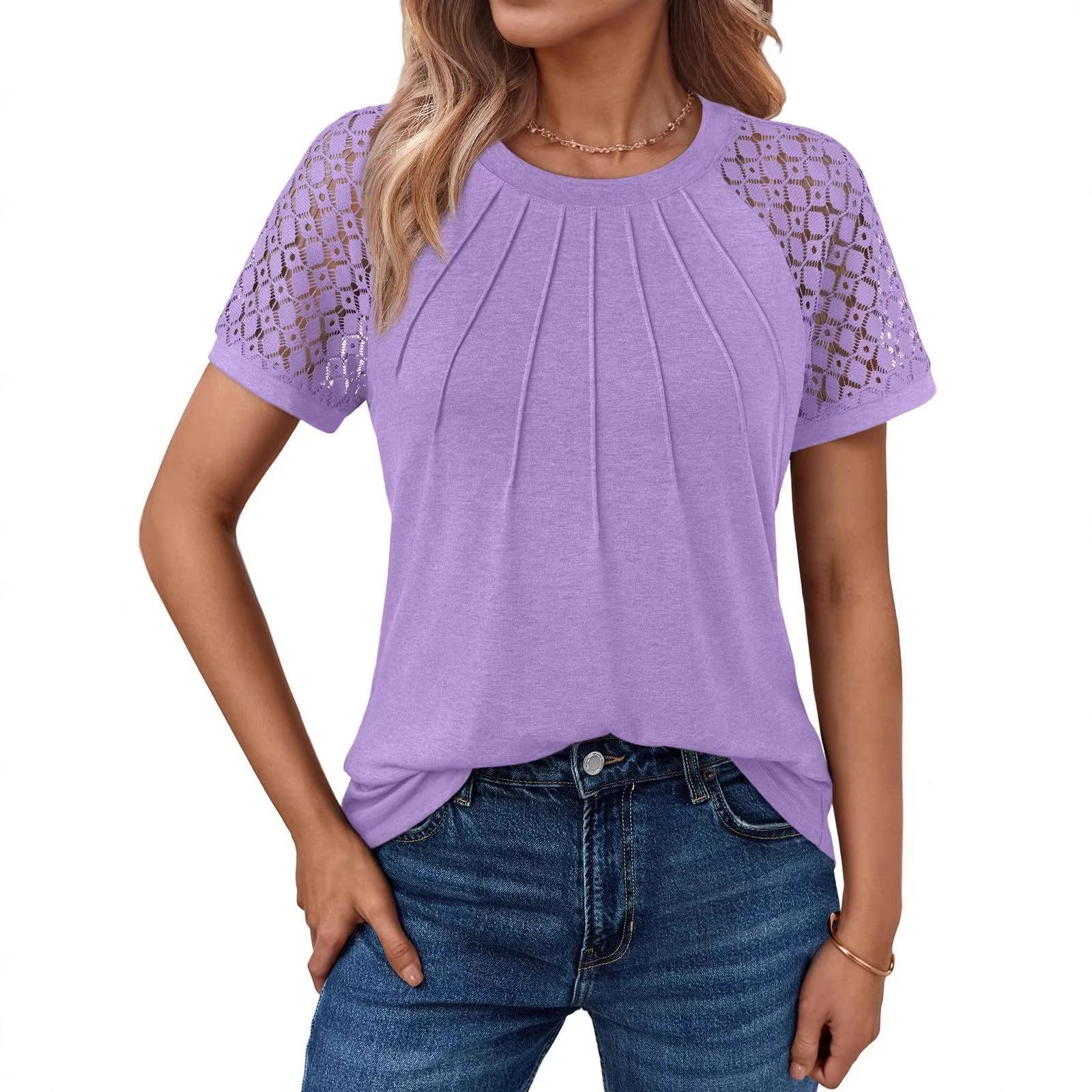 Women s European & American Style Lace Patchwork Short Sleeve T-shirt Medium
Women s European & American Style Lace Patchwork Short Sleeve T-shirt Medium