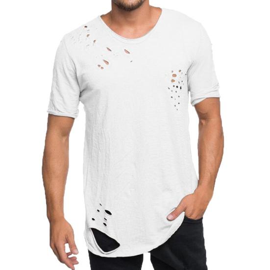 Men T-shirt Solid Color Irregular Holes Short Sleeve Round Neck Thin Daily Wear Hip Hop Style Quick Dry Men Summer Top Male Clothes M білий
Men T-shirt Solid Color Irregular Holes Short Sleeve Round Neck Thin Daily Wear Hip Hop Style Quick Dry Men Summer Top Male Clothes M білий
