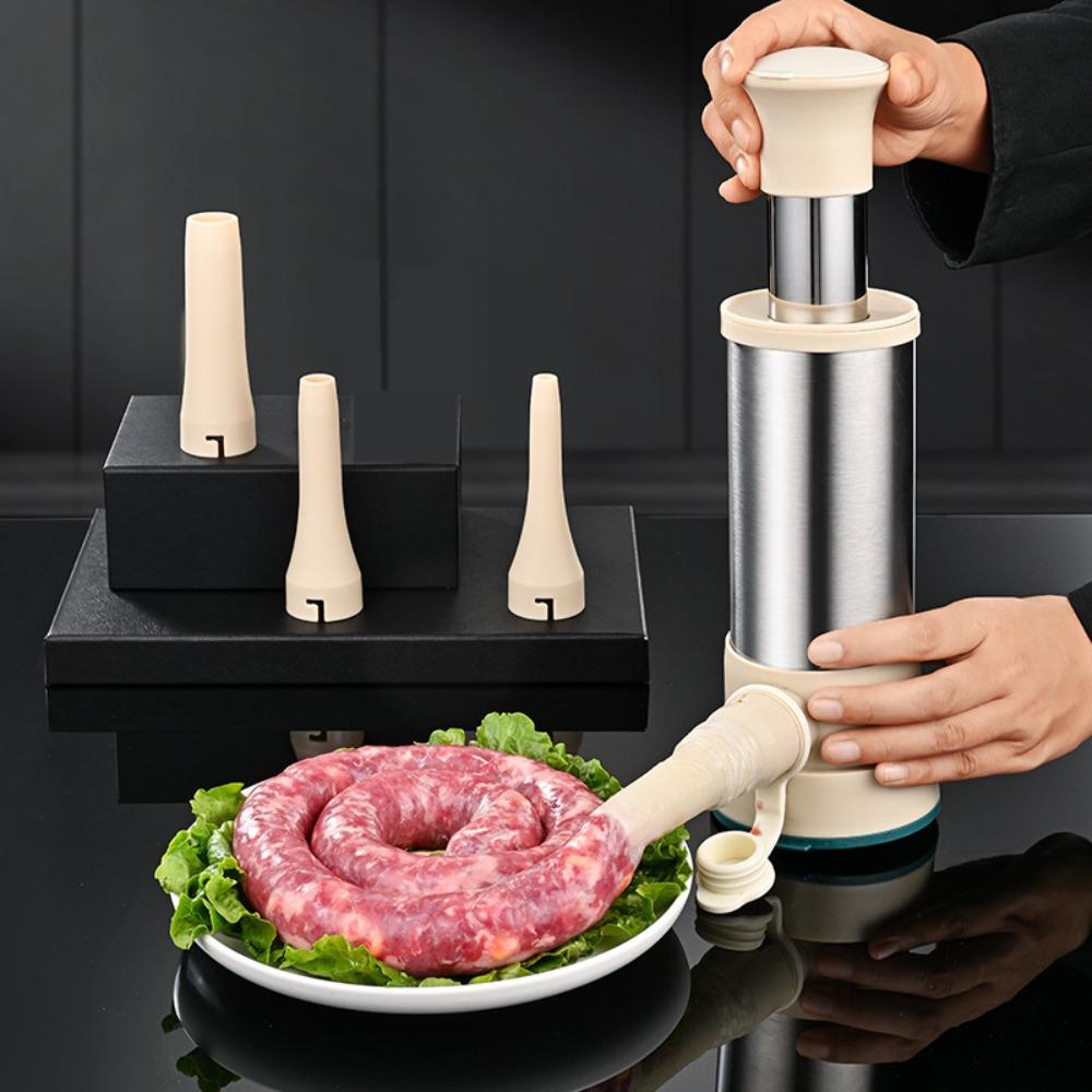 Stainless Steel Manual Sausage Stuffers with 4 Nozzle Food-grade Sausage Filler Convenient Handmade Meat Stuffing Kitchen Kit
Stainless Steel Manual Sausage Stuffers with 4 Nozzle Food-grade Sausage Filler Convenient Handmade Meat Stuffing Kitchen Kit