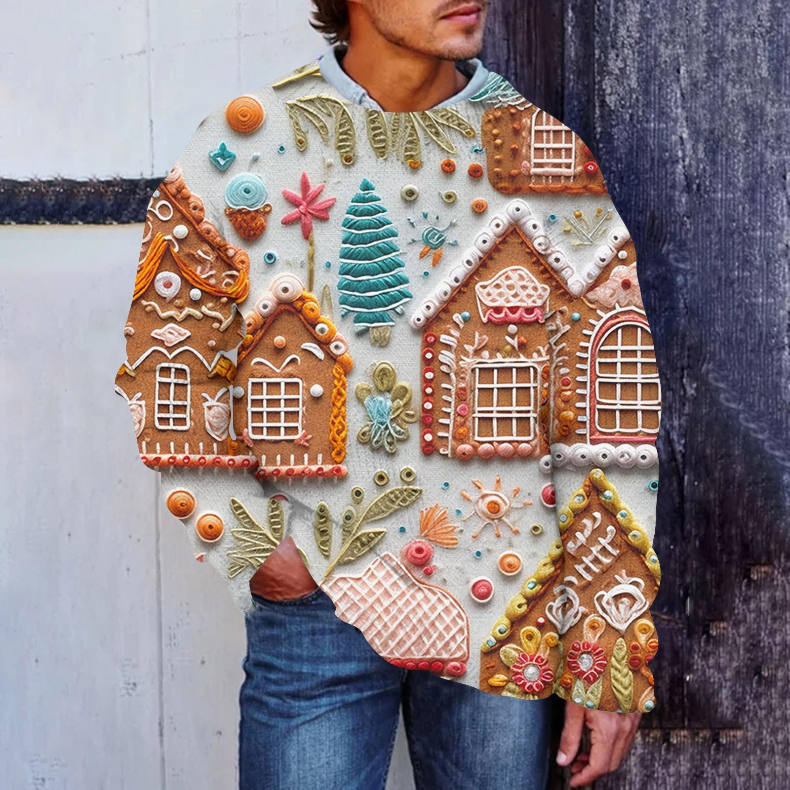 Мужской рождественский принт, искусственный свитер, толстовка с круглым вырезом, свободный топ с длинными рукавами L
Мужской рождественский принт, искусственный свитер, толстовка с круглым вырезом, свободный топ с длинными рукавами L