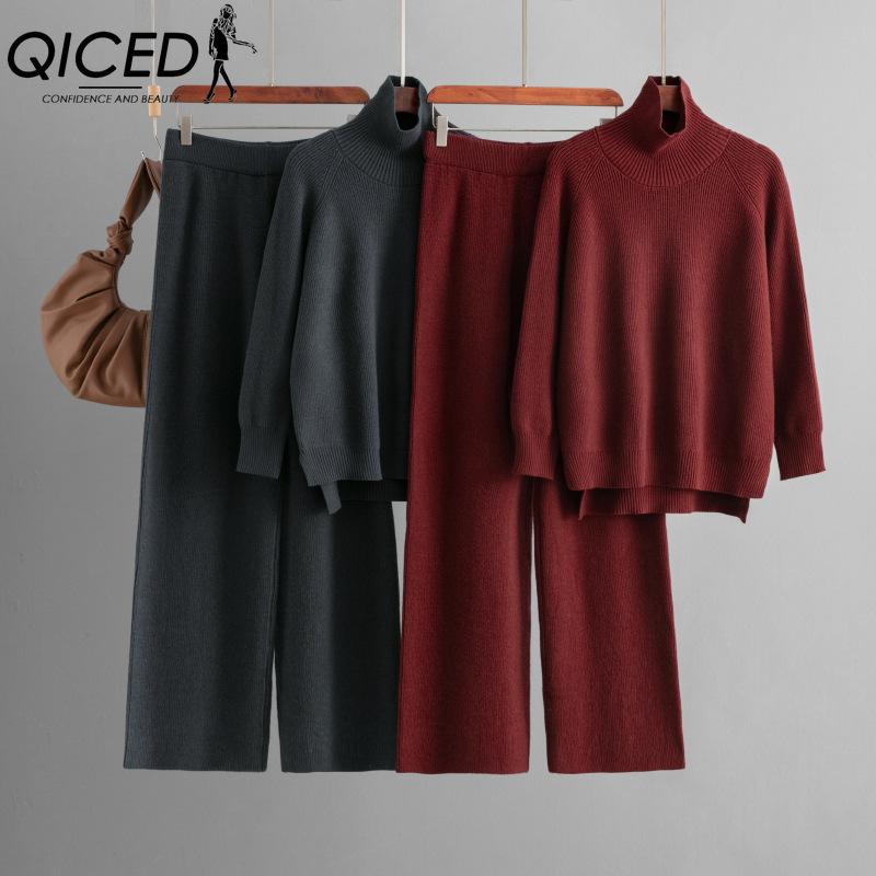 QICED Модный комплект для осени и зимы: Однотонные вязаные брюки палаццо, свитер с высоким воротом и разрезами, комплект из двух предметов One Size серый
QICED Модный комплект для осени и зимы: Однотонные вязаные брюки палаццо, свитер с высоким воротом и разрезами, комплект из двух предметов One Size серый