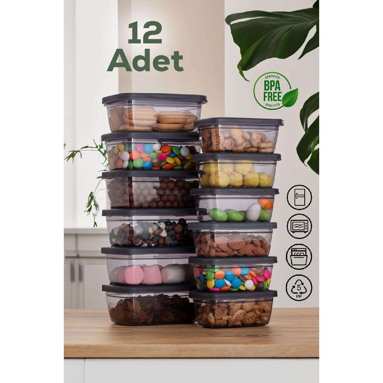 1039 12 Pcs Plastic Rectangular Food Provisions Breakfast Storage Container Set 6x(200-380) Cc Smoked grullo
1039 12 Pcs Plastic Rectangular Food Provisions Breakfast Storage Container Set 6x(200-380) Cc Smoked grullo