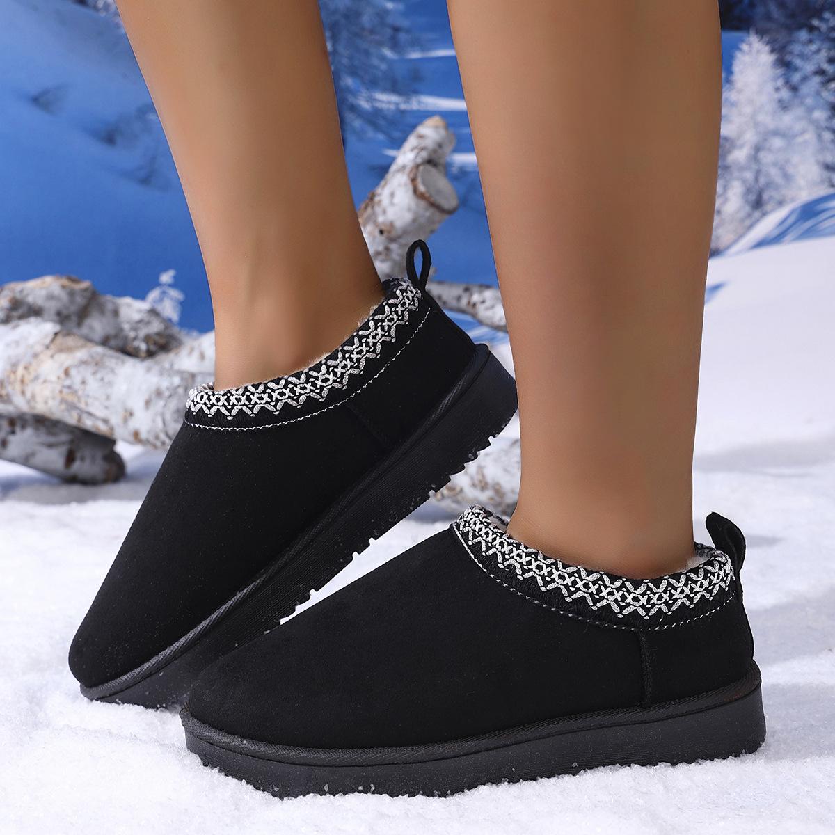 Женские утепленные подкладкой мягкая толстая подошва на платформе уличные утолщенные теплые легкие удобные стремянные грунтовые хлопковые туфли зимние ботинки хлопковые туфли 42 чёрный