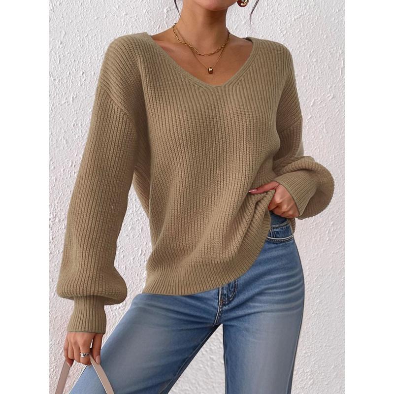 Однотонный свитер Осень Зима V-образный вырез Повседневный пуловер Свободный вязаный свитер Женская одежда XL верблюд
Однотонный свитер Осень Зима V-образный вырез Повседневный пуловер Свободный вязаный свитер Женская одежда XL верблюд