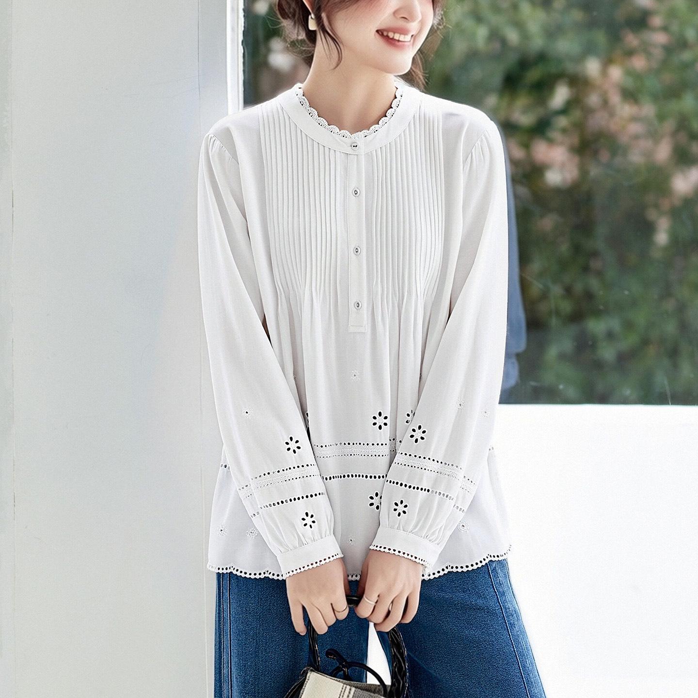 Blue Round Neck Long Sleeve Petite Top with Organ Pleats - New Spring 2026 Pure Cotton Doll Shirt for Women L
Blue Round Neck Long Sleeve Petite Top with Organ Pleats - New Spring 2026 Pure Cotton Doll Shirt for Women L