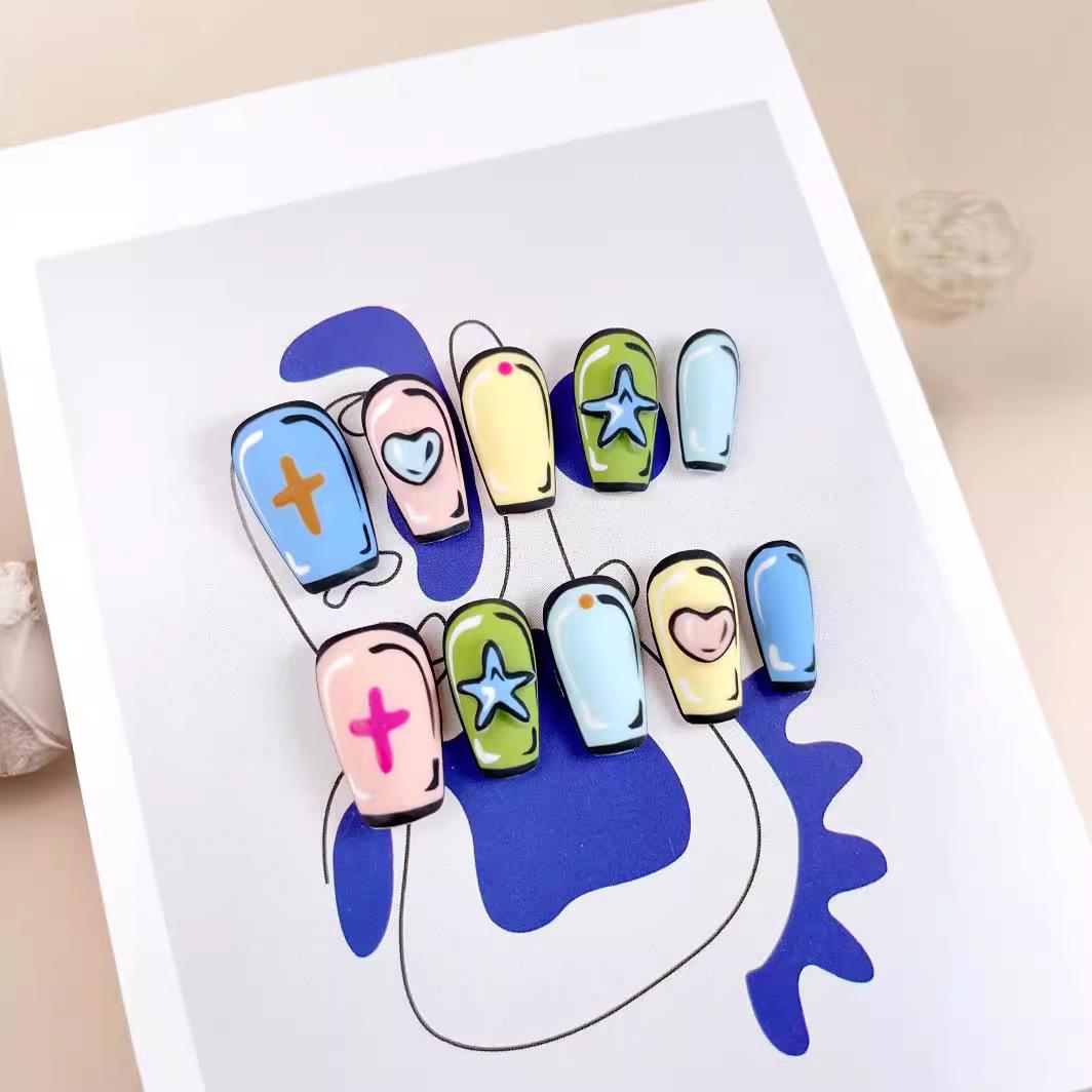 Hand-Painted Cartoon Comic Style Wearable Nail Art Patches - European and American Fashion Fake Nails. Small
Hand-Painted Cartoon Comic Style Wearable Nail Art Patches - European and American Fashion Fake Nails. Small
