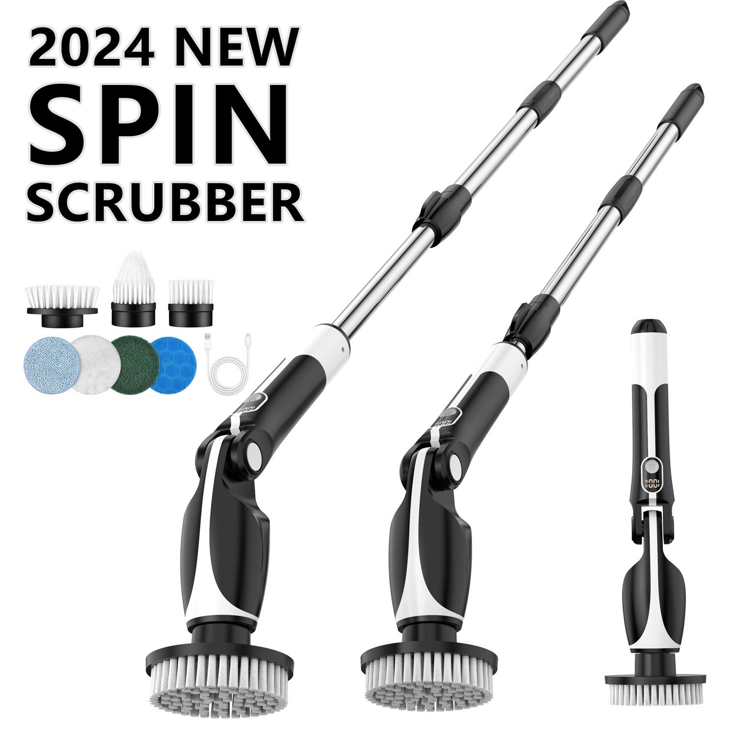 Многофункциональная электрическая вращающаяся чистящая щетка, регулируемая длинная ручка, для ванной комнаты, пола, плитки, 7-в-1 электрическая чистящая щетка