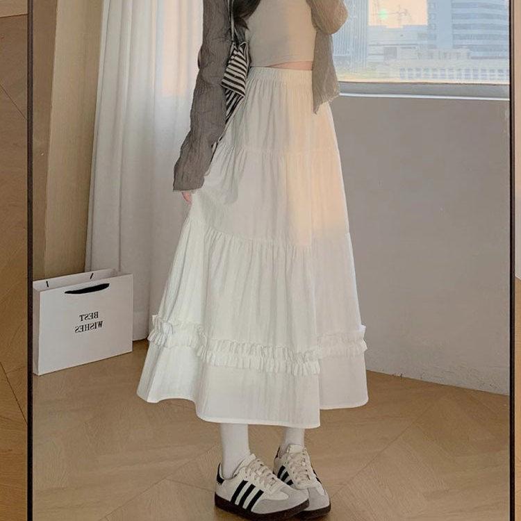 Женская белая юбка А-силуэта с завышенной талией, облегающая, многоярусная, с кружевной отделкой - Весенне-летняя женственная полуюбка XL
Женская белая юбка А-силуэта с завышенной талией, облегающая, многоярусная, с кружевной отделкой - Весенне-летняя женственная полуюбка XL