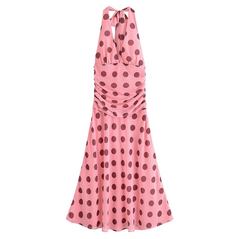 Chiffon Polka Dot Print Summer Dress Women 2026 New Sexy Halter Backless Long Dress Skinny Pleated Robe Beach Evening Dresses L рожевий
Chiffon Polka Dot Print Summer Dress Women 2026 New Sexy Halter Backless Long Dress Skinny Pleated Robe Beach Evening Dresses L рожевий