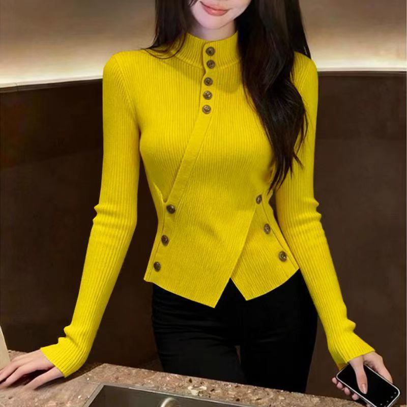 Retro semi-turtleneck sweater women s autumn and winter knitted bottoming shirt with thin irregular top One size fits all жовтий
Retro semi-turtleneck sweater women s autumn and winter knitted bottoming shirt with thin irregular top One size fits all жовтий