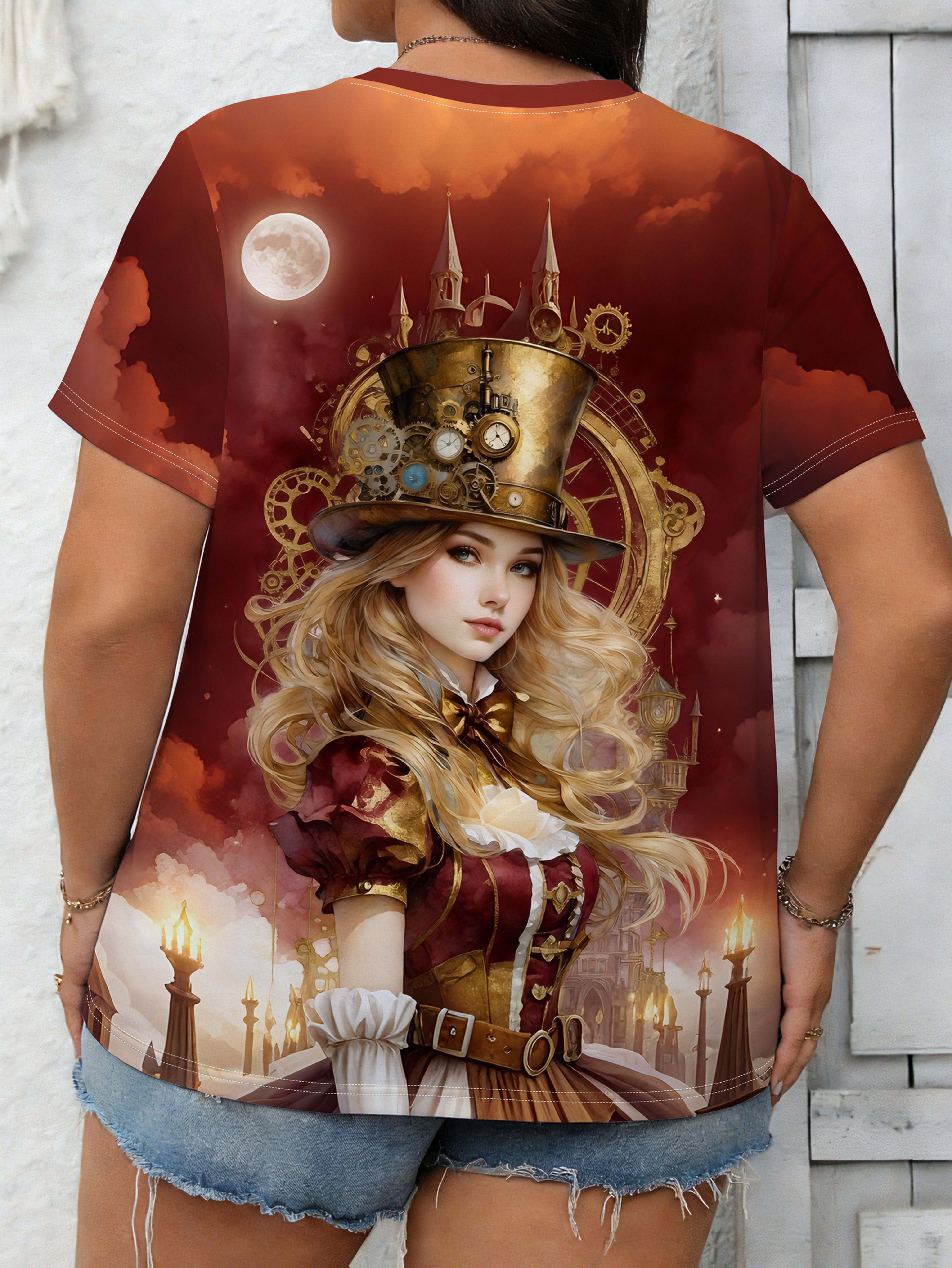 Plus-Size Women S T-Shirt in Steampunk Style. Fully Printed with Vintage Light-Luxury Design. Round Neck. Short Sleeves. Soft And Comfortable Fabric. M дубильна кора
Plus-Size Women S T-Shirt in Steampunk Style. Fully Printed with Vintage Light-Luxury Design. Round Neck. Short Sleeves. Soft And Comfortable Fabric. M дубильна кора