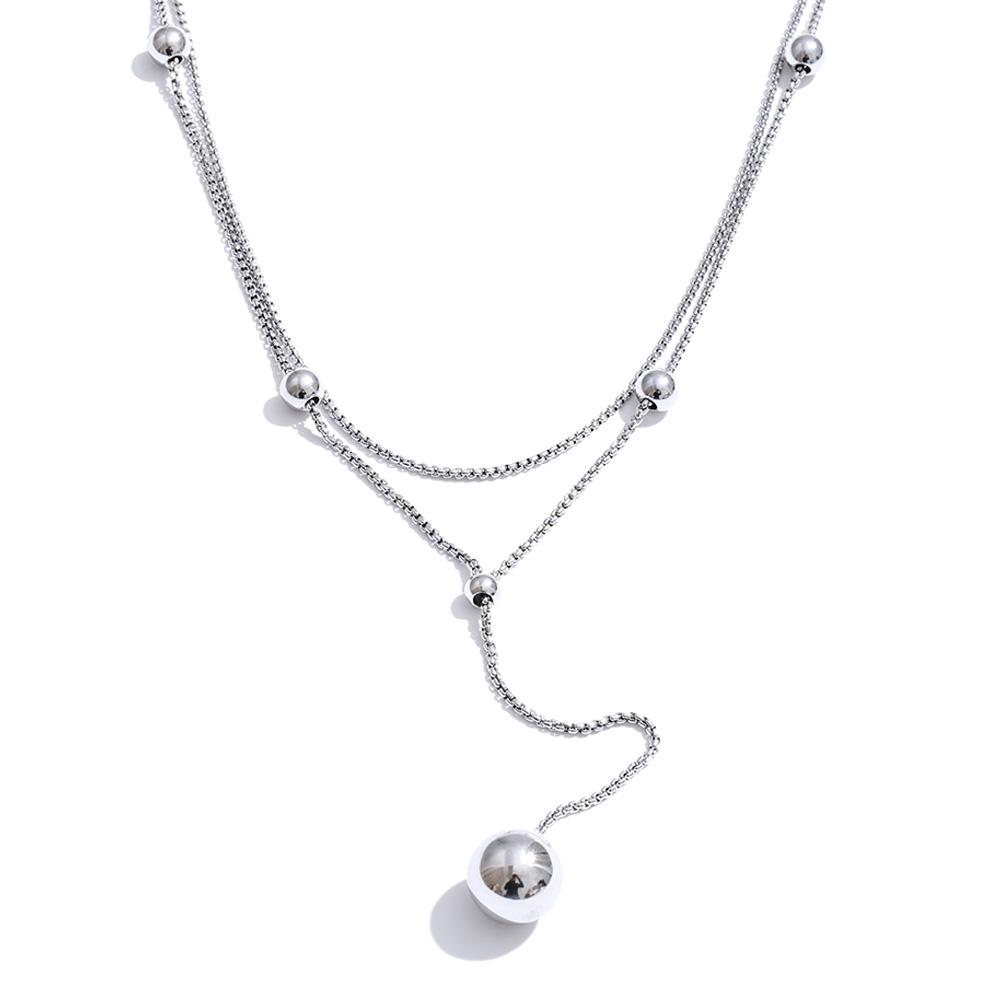 Yhpup Stainless Steel Double-Layer Chain Long Round Ball Drop Necklace Individualistic Casual Simple High Quality Neck Jewelry
Yhpup Stainless Steel Double-Layer Chain Long Round Ball Drop Necklace Individualistic Casual Simple High Quality Neck Jewelry