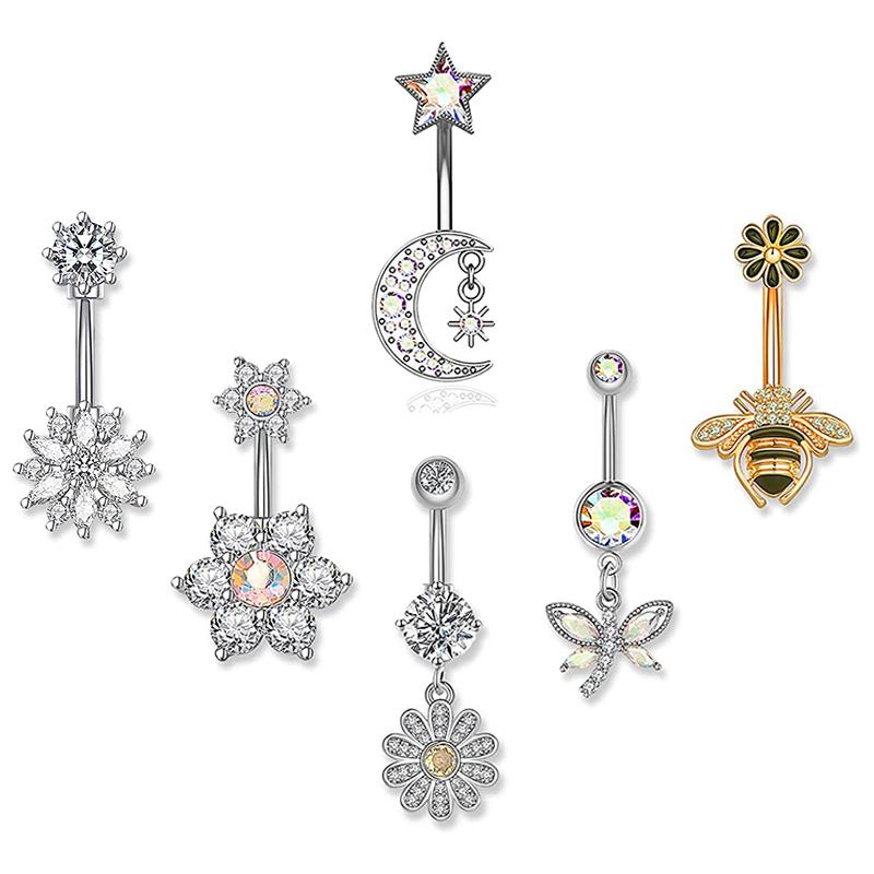 6pcs Long Dangled Flower Butterfly Bee Belly Button Ring Sets Gold Color Body Navel Piercing Nombril Heart Curved Belly Jewelry
6pcs Long Dangled Flower Butterfly Bee Belly Button Ring Sets Gold Color Body Navel Piercing Nombril Heart Curved Belly Jewelry