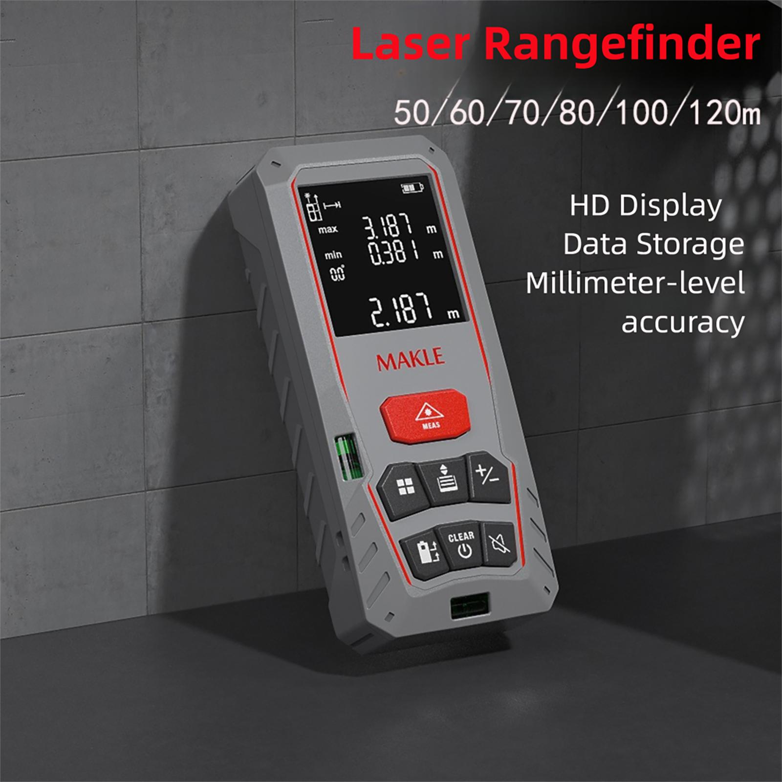 Makle Laser Rangefinder 50/60/70/80/100/120M Laser Distance Finder High Accuracy Measuring Tape Measure Construction Tools Ruler 50m
Makle Laser Rangefinder 50/60/70/80/100/120M Laser Distance Finder High Accuracy Measuring Tape Measure Construction Tools Ruler 50m