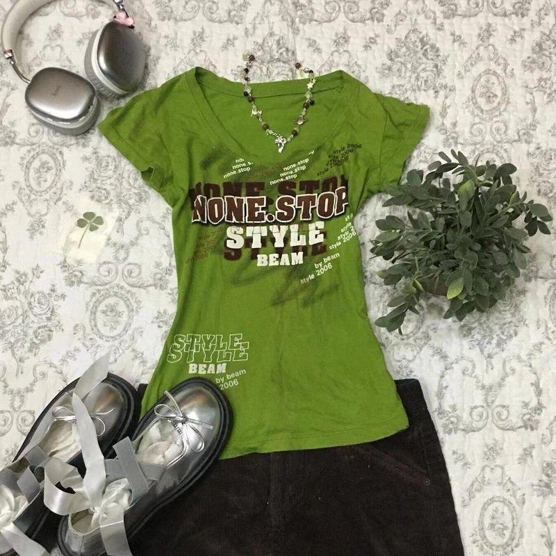 Vintage American Style Hot Girl Retro Short-Sleeved New 2024 Printed Slim Fit Summer Round Neck T-Shirt Short Top C9008: Green Misaligned Print S
Vintage American Style Hot Girl Retro Short-Sleeved New 2024 Printed Slim Fit Summer Round Neck T-Shirt Short Top C9008: Green Misaligned Print S
