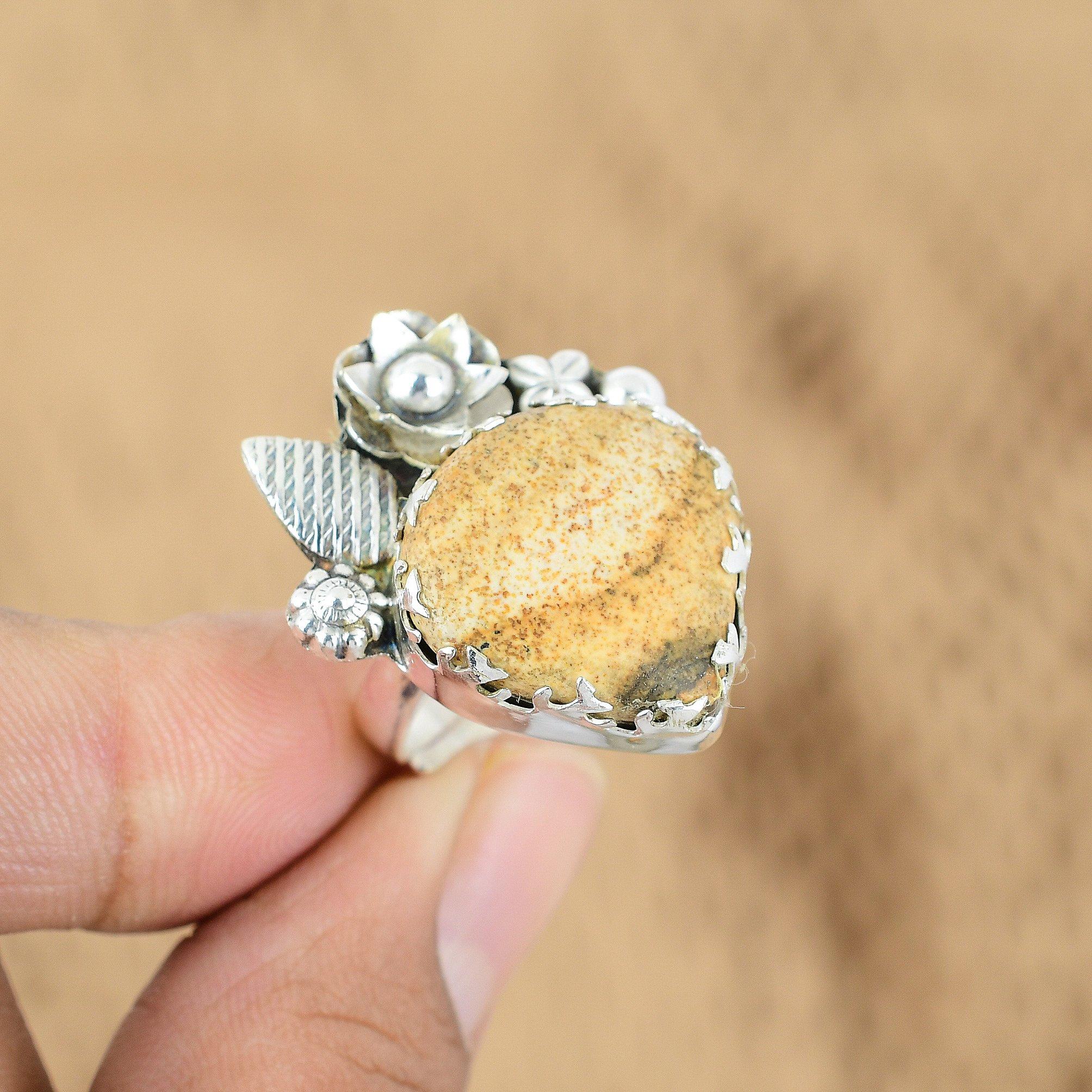 Picture Jasper Stone Sterling Silver Statement Wife Flower Promise Ring Jewelry Yes
Picture Jasper Stone Sterling Silver Statement Wife Flower Promise Ring Jewelry Yes