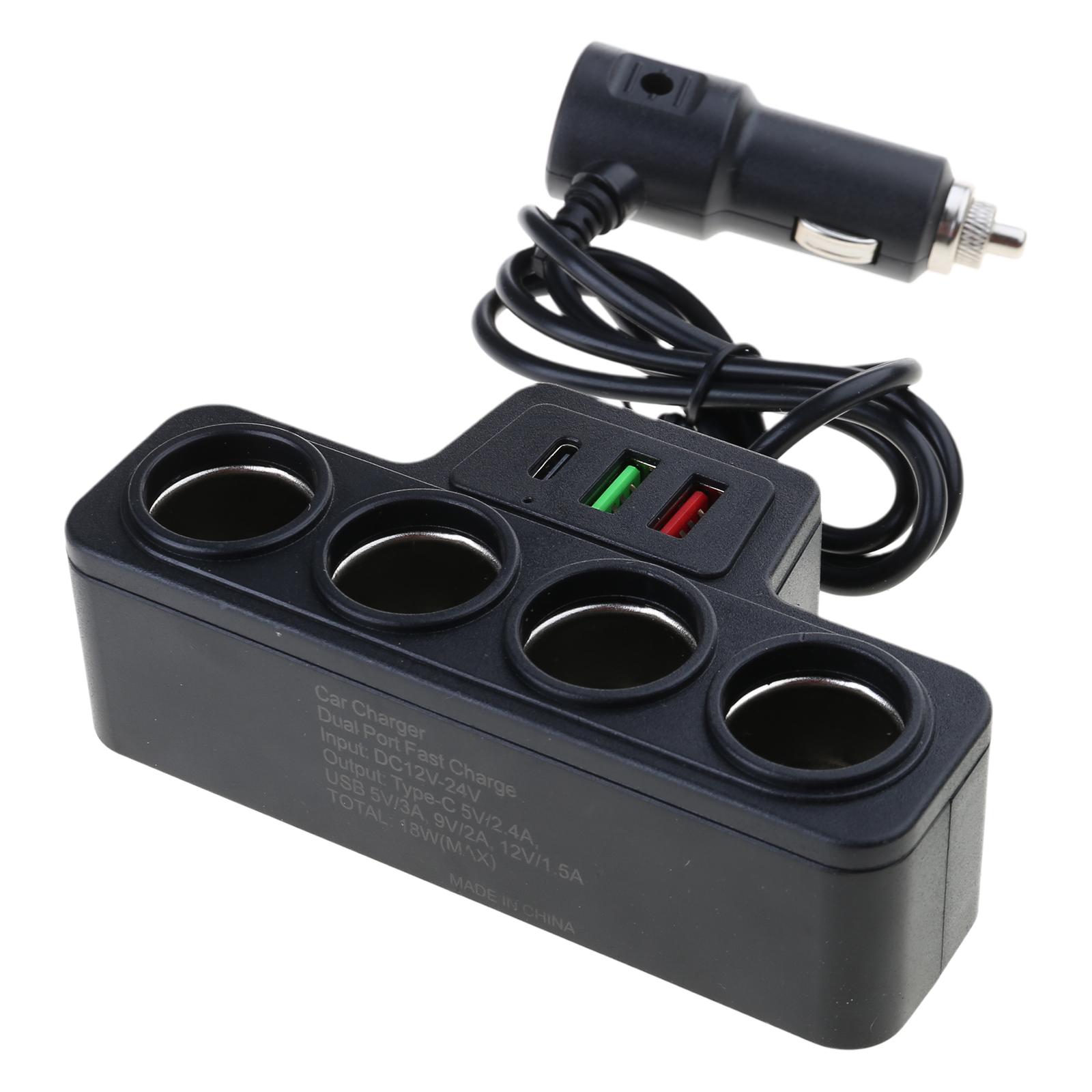 Type C USB Car Charger Adapter, 12V/24V Vehicles Power Socket Splitter for Dashcam/Phones Safe Charging Black 1
Type C USB Car Charger Adapter, 12V/24V Vehicles Power Socket Splitter for Dashcam/Phones Safe Charging Black 1