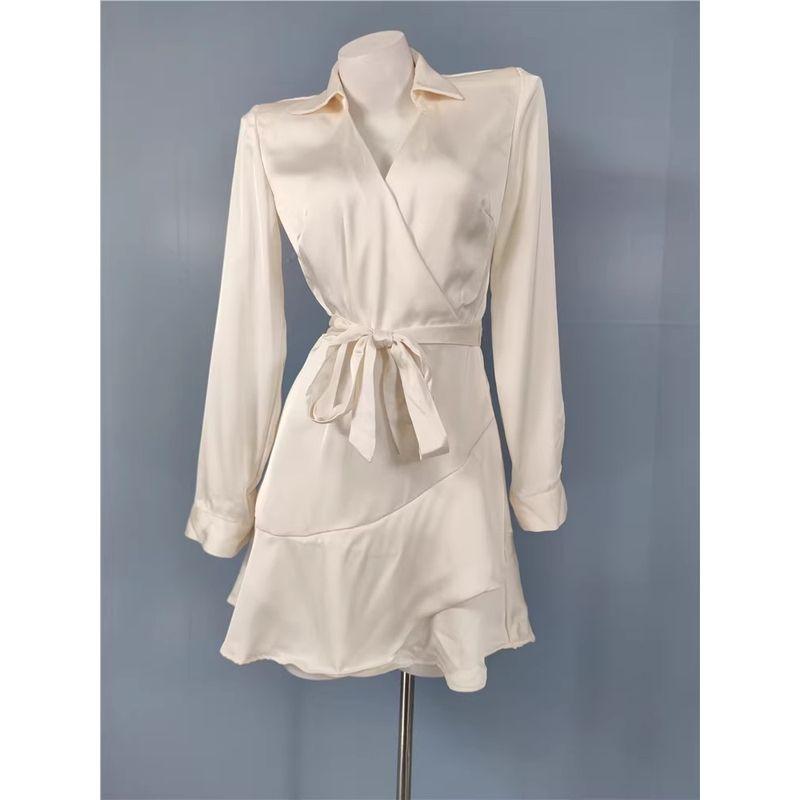Foreign Trade Order Music Note Home Sweet V-neck Waist Hugging Slimming Shu Qi Elegant Small Man Long sleeve dress Women With Belt White S
Foreign Trade Order Music Note Home Sweet V-neck Waist Hugging Slimming Shu Qi Elegant Small Man Long sleeve dress Women With Belt White S