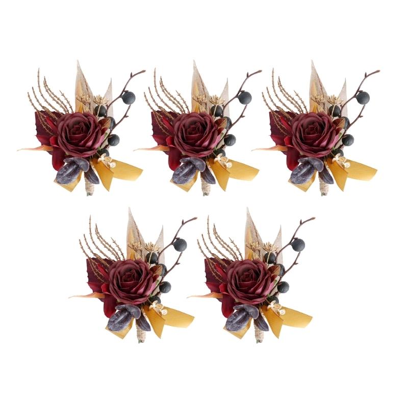 Elegant Dusty Silk Rose Boutonnieres for Men Set of 5 for Grooms and Groomsmen Wedding Prom Party Supplies Accessories 1
Elegant Dusty Silk Rose Boutonnieres for Men Set of 5 for Grooms and Groomsmen Wedding Prom Party Supplies Accessories 1