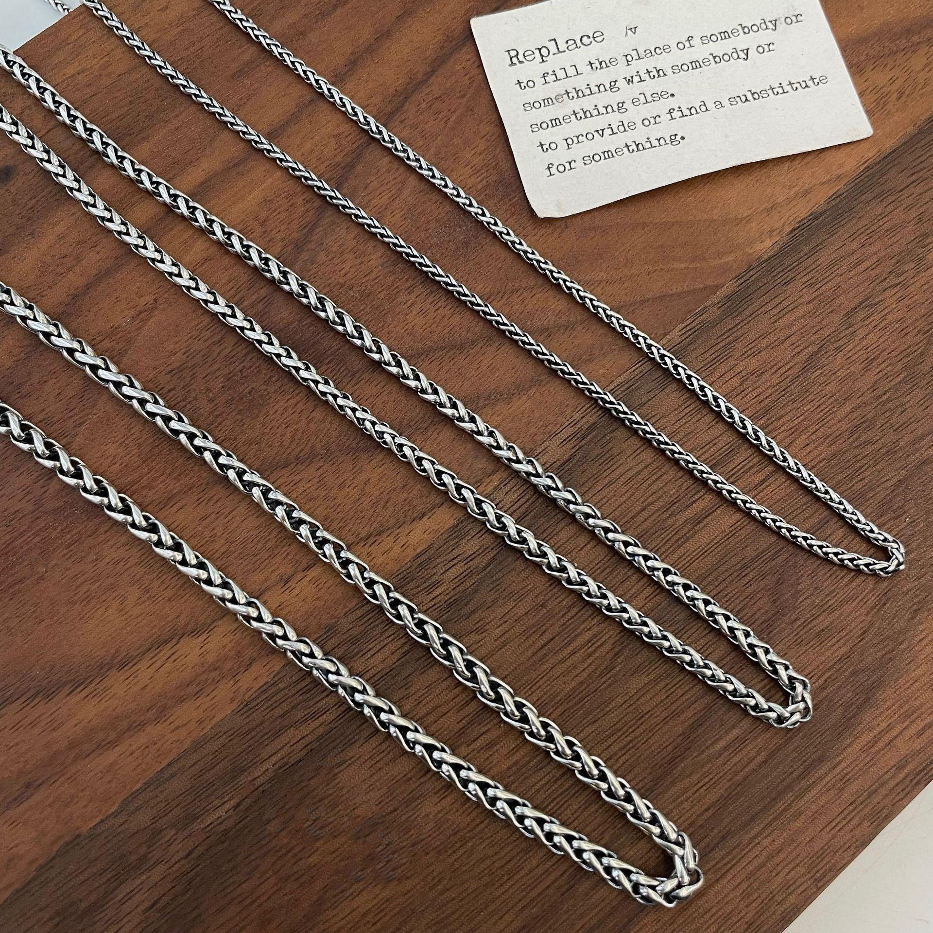 S925 Sterling Silver Dragon Bone Chain Necklace - Retro Hemp Rope Design, Oxidized Thai Silver, Unisex, Long Sweater Chain. 2mm x 45cm
S925 Sterling Silver Dragon Bone Chain Necklace - Retro Hemp Rope Design, Oxidized Thai Silver, Unisex, Long Sweater Chain. 2mm x 45cm