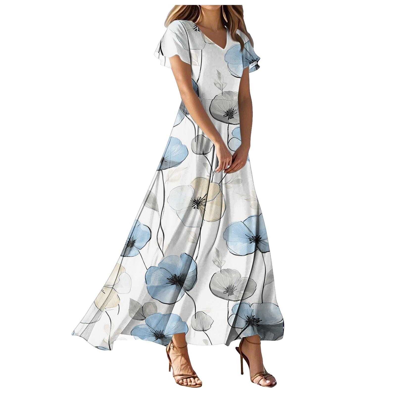 Maxi Dresses For Women V Neck Short Sleeve Dress Empire Waist Boho Summer Holiday Beach Flowy Dresses Ropa Mujer Vestidos 6XL
Maxi Dresses For Women V Neck Short Sleeve Dress Empire Waist Boho Summer Holiday Beach Flowy Dresses Ropa Mujer Vestidos 6XL