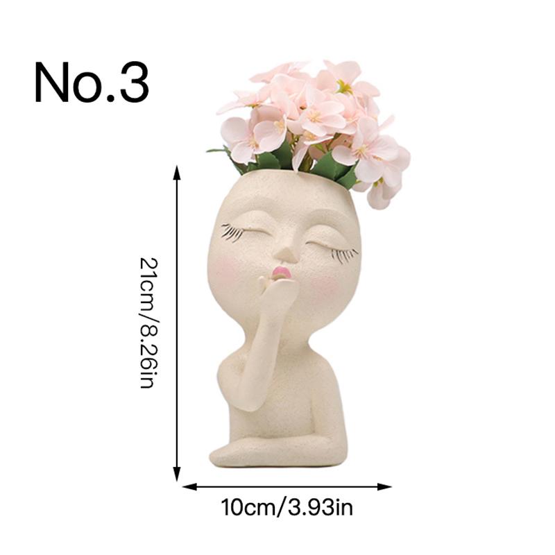Милая кукла, цветочный горшок из смолы, сочный горшок, кашпо, настольные украшения, домашний декор, украшение для сада, бонсай, горшок для растений No.3