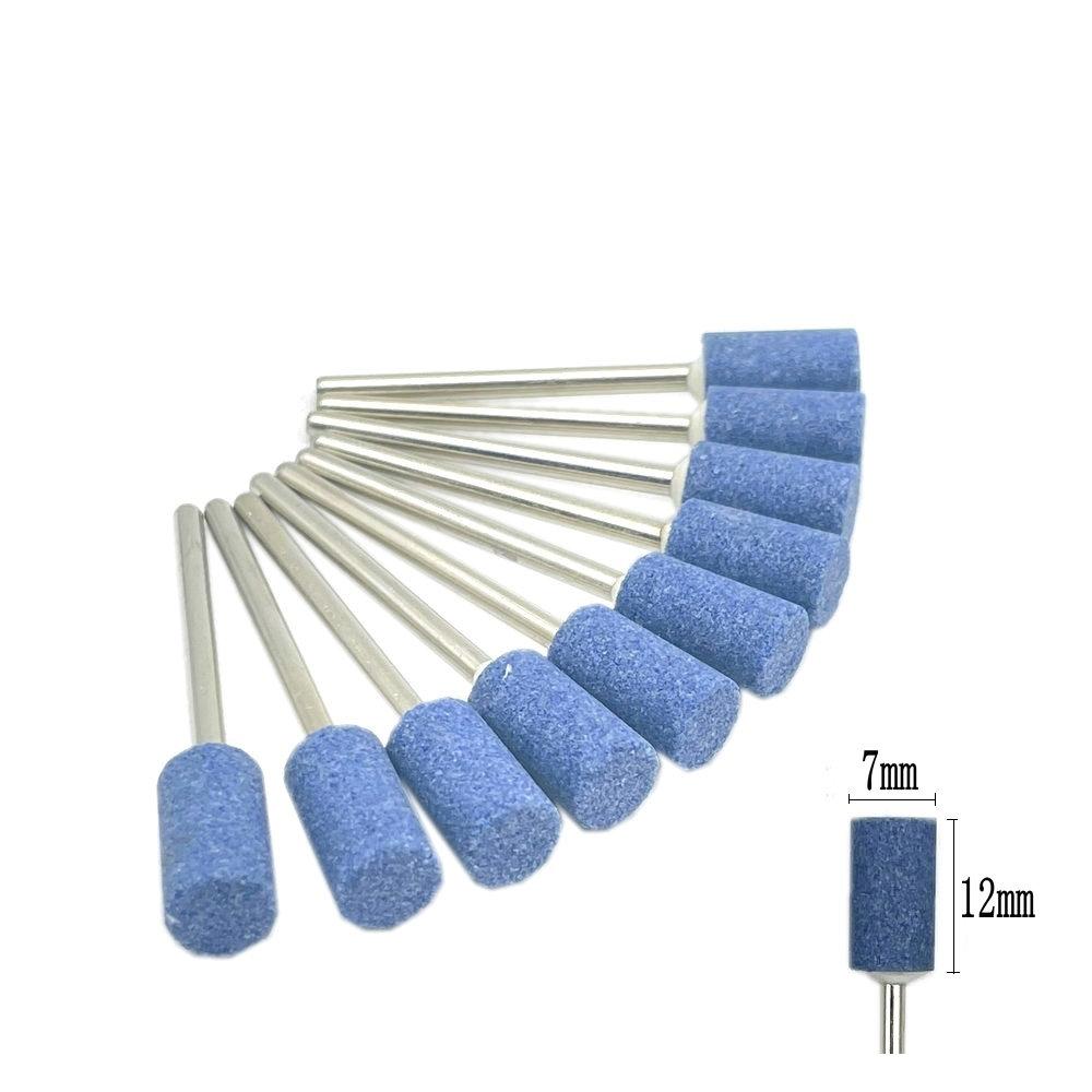 10 шт./компл., шлифовальная машинка для камня, полировальные боры с хвостовиком 2,35 мм для контурной обработки фарфоровых ногтей, вращающийся полировщик камня, аксессуары для ногтей, фрезерные инструменты A7-Blue
