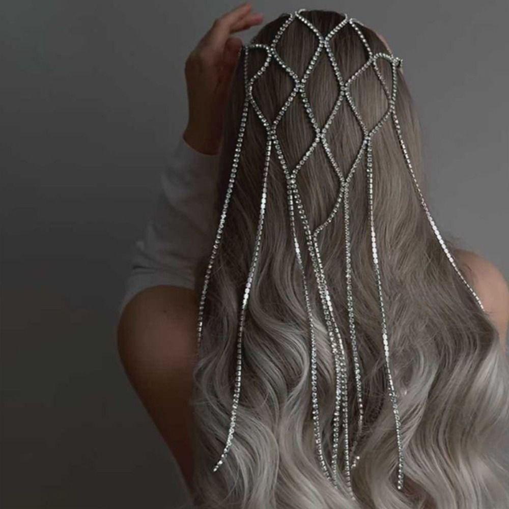 Elegant Tassel Headdress Rhinestone Inlaid Bridal Headpiece Mesh Headband Hair Accessories срібний
Elegant Tassel Headdress Rhinestone Inlaid Bridal Headpiece Mesh Headband Hair Accessories срібний