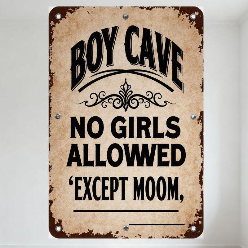 Vintage Boy Cave Metal Tin Sign with Beige Background, Rusted Edges, NO GIRLS ALLOWED EXCEPT MOOM Text, Metal Rivets - Rusti 20x30cm(7.8x11.8inch)
Vintage Boy Cave Metal Tin Sign with Beige Background, Rusted Edges, NO GIRLS ALLOWED EXCEPT MOOM Text, Metal Rivets - Rusti 20x30cm(7.8x11.8inch)