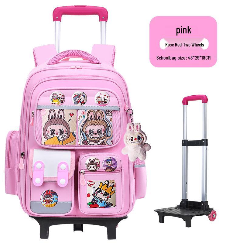 Мультяшный рюкзак-тележка для учеников 2-6 классов - Школьный ранец большой вместимости для мальчиков и девочек