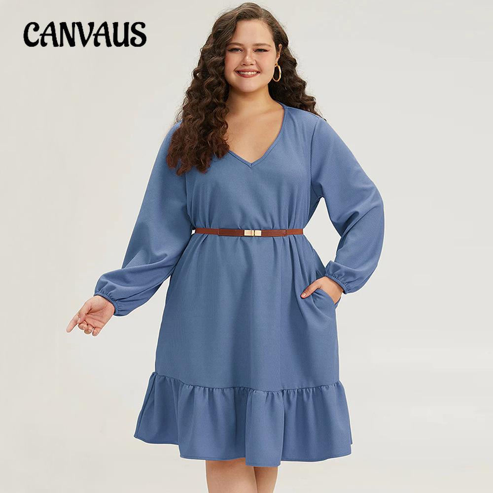 Plus Size Women s Autumn Loose Casual Ruffled V Neck Pocket Solid Color Temperament Dress 1XL синий
Plus Size Women s Autumn Loose Casual Ruffled V Neck Pocket Solid Color Temperament Dress 1XL синий