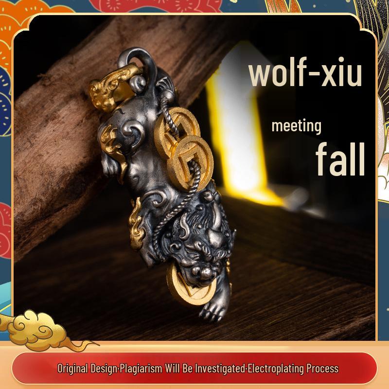 Gold-Plated S925 Sterling Silver Pixiu Pendant with Antiqued Guochao Design for Men and Women 925 Silver
Gold-Plated S925 Sterling Silver Pixiu Pendant with Antiqued Guochao Design for Men and Women 925 Silver