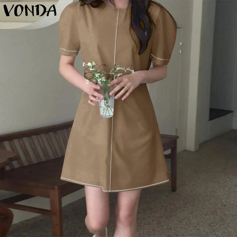 VONDA Летние женские короткие платья с короткими рукавами, однотонные повседневные свободные мини-платья больших размеров
VONDA Летние женские короткие платья с короткими рукавами, однотонные повседневные свободные мини-платья больших размеров