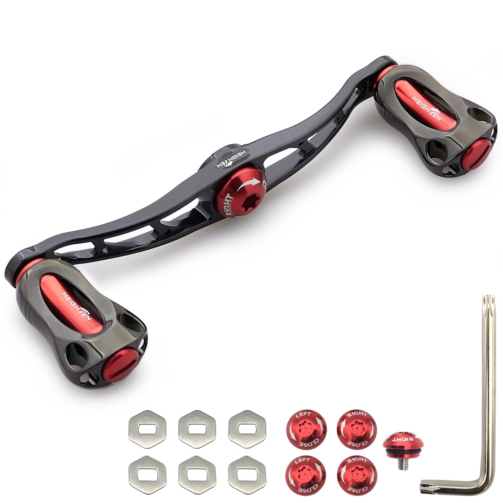 HEIGHTEN Reel Handle with 22mm Knob for and Abu Fan Series Baitcasting Reels 115/88mm Shimano, Daiwa, (Black & Red, 115mm) (861)
HEIGHTEN Reel Handle with 22mm Knob for and Abu Fan Series Baitcasting Reels 115/88mm Shimano, Daiwa, (Black & Red, 115mm) (861)