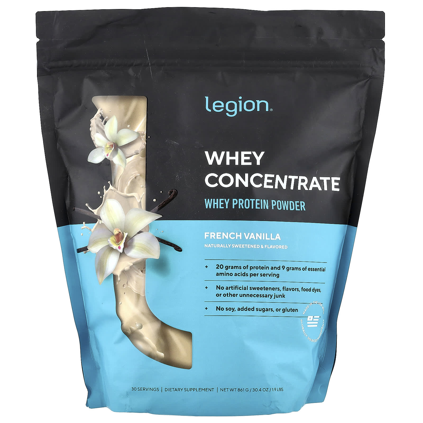Legion Athletics, Whey Concentrate, Whey Protein Powder, French Vanilla, 861g (1.9lbs)
Legion Athletics, Whey Concentrate, Whey Protein Powder, French Vanilla, 861g (1.9lbs)