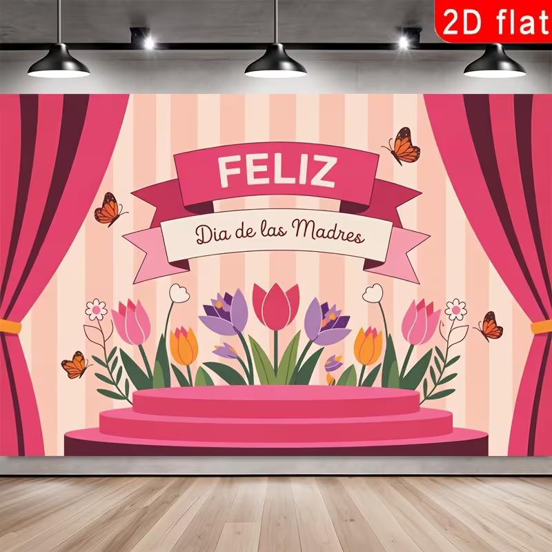 2D Pink Stage Backdrop for Feliz Dia de las Madres, Striped Floral Curtain Design Mother s Day Party Banner 47.2x31.5inch/120*80cm
2D Pink Stage Backdrop for Feliz Dia de las Madres, Striped Floral Curtain Design Mother s Day Party Banner 47.2x31.5inch/120*80cm