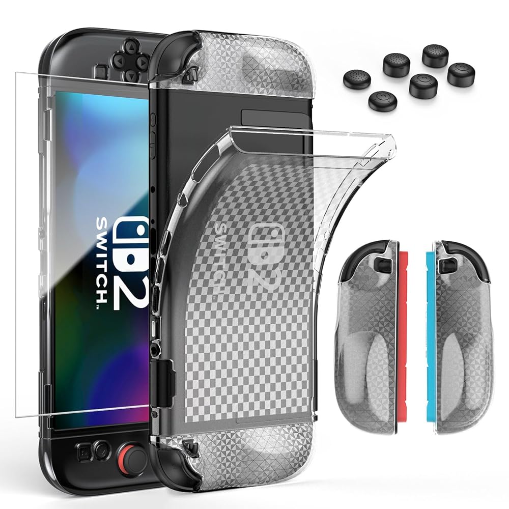 1pc TPU Grid Pattern Switch 2 Case,Protector Case for Switch 2 Accessories with 6 Thumb Caps and Tempered Glass Screen Protector
1pc TPU Grid Pattern Switch 2 Case,Protector Case for Switch 2 Accessories with 6 Thumb Caps and Tempered Glass Screen Protector