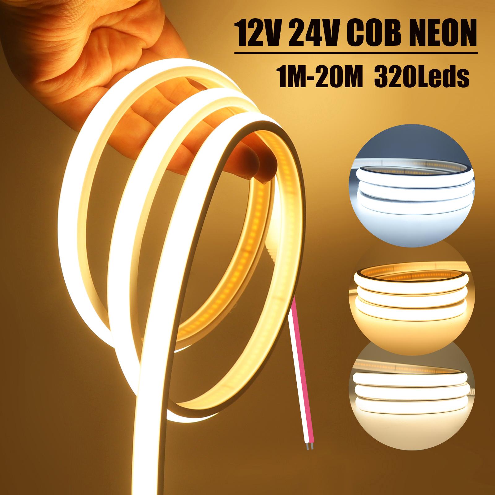 12V 24V 320Leds/M COB Neon Strip Waterproof 3000K 4000K 6000K Home Garden Decor High Brighter Flexible Ribbon Rope LED Light DC12V 0.5m
12V 24V 320Leds/M COB Neon Strip Waterproof 3000K 4000K 6000K Home Garden Decor High Brighter Flexible Ribbon Rope LED Light DC12V 0.5m