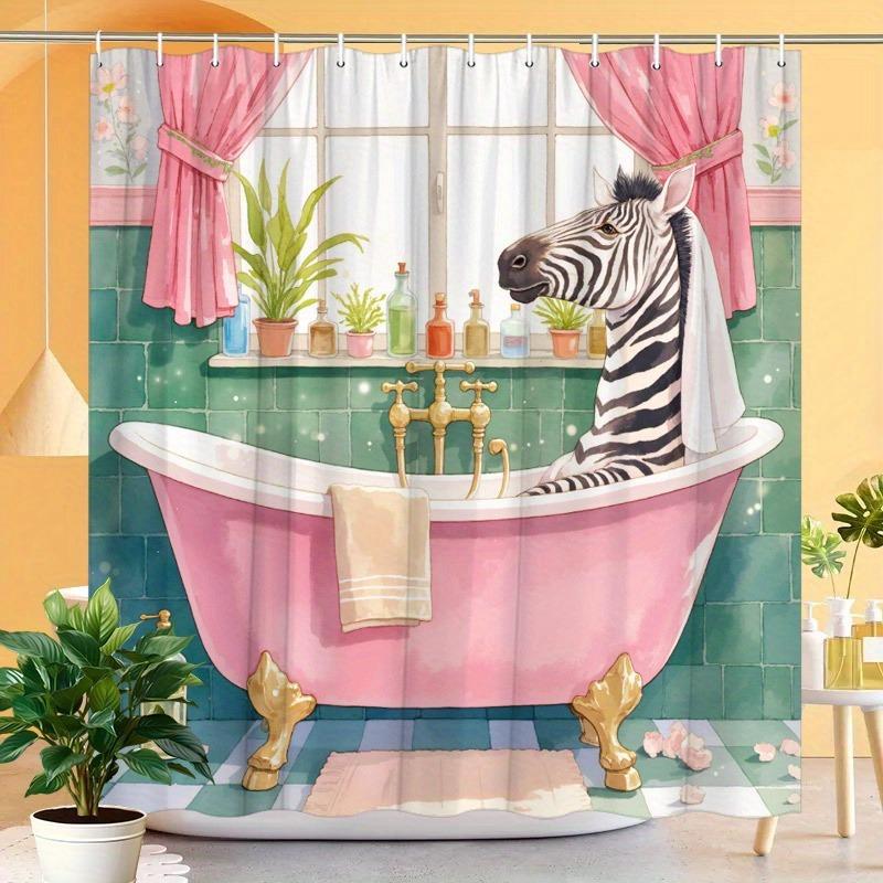 Cartoon Zebra Taking A Bath Shower Curtain Washable Dirt-Resistant Shower Head Waterproof Polyester Bath Curtain For Home Decor W60H190(CM)-1 Pcs
Cartoon Zebra Taking A Bath Shower Curtain Washable Dirt-Resistant Shower Head Waterproof Polyester Bath Curtain For Home Decor W60H190(CM)-1 Pcs