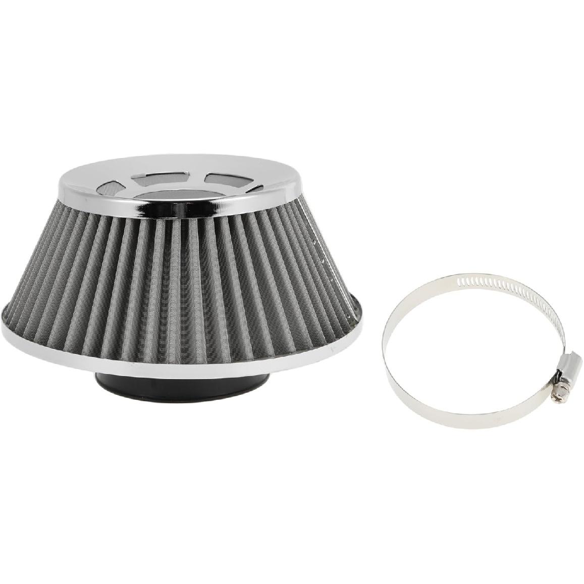 Engine Air Filter 76mm High Flow Mushroom Head Clamp-On Cold Air Intake Filter Closed-Top Cool Air Filter Cleaner with 1 Clamp Silver Tone for Car
Engine Air Filter 76mm High Flow Mushroom Head Clamp-On Cold Air Intake Filter Closed-Top Cool Air Filter Cleaner with 1 Clamp Silver Tone for Car